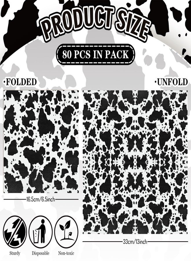 Whaline 80Pcs Cow Print Napkins Disposable Cow Spot Paper Luncheon Napkins Rustic Farm Animal Party Napkin for Home Kitchen Banquet Baby Shower Birthday Party Supplies, 6.5 x 6.5 Inch - Image 2